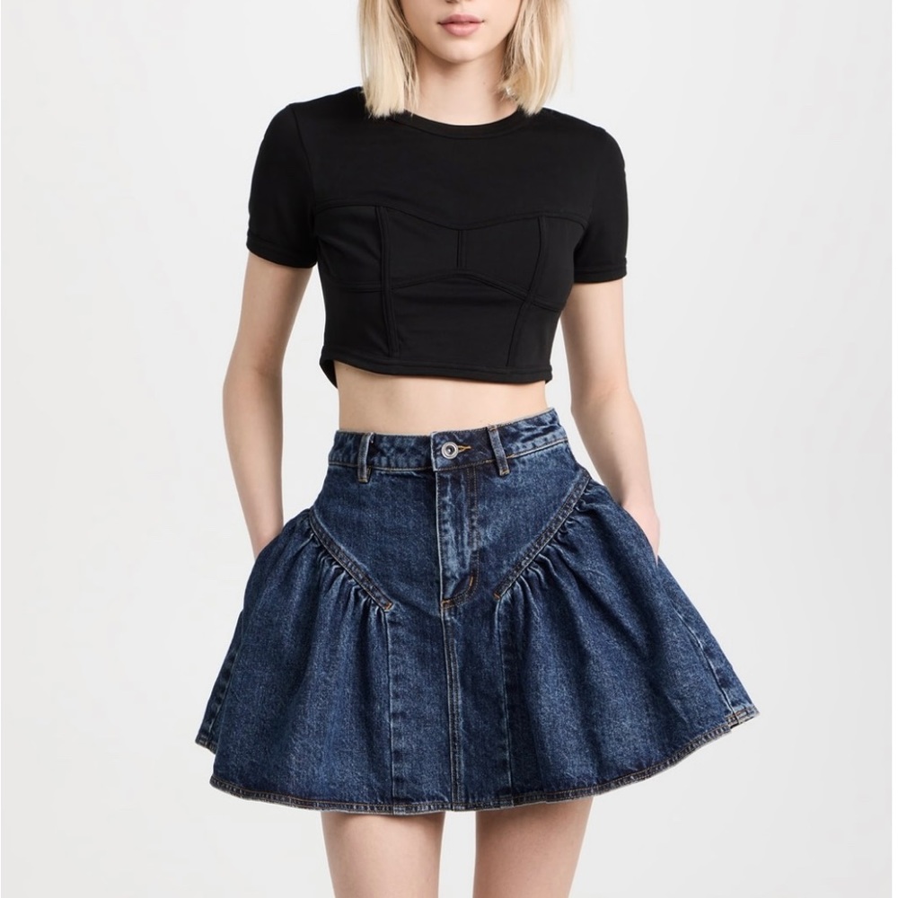 BNWT self-portrait ruffle denim skirt - US4